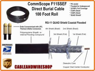 CommScope 100 Foot RG 11 Coaxial Cable Roll Connectorized Ends