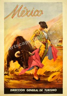1930s Mexican Bullfighting Travel Poster   24x34