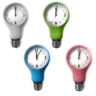Light Bulb Wall Clock with Automatic Light Up