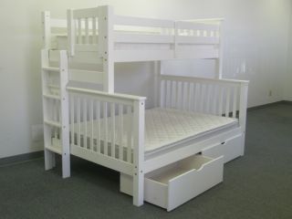 Bunk Bed   Tall Twin over Full Mission White with Side Ladder and 2 