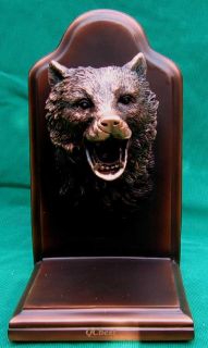 Bronze Bear Bull Head Bookends 9w x 8H New
