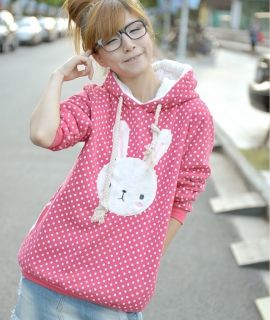 Super Cute Bunny Women Korea Fashion Thick Cotton Winnie Hoodie Top 