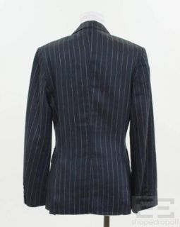 Burberry Prorsum Blue & White Pinstripe Mesh Lined Blazer Size 46