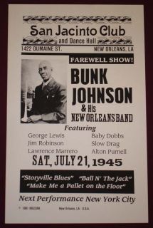 Bunk Johnson 1945 New Orleans Jazz Trumpet Show Poster