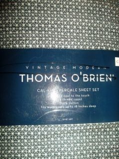 Thomas OBrien Cal King Sheet Set Dark Navy Blue Vintage Modern