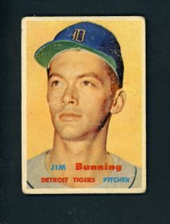 1957 Topps 338 Rookie Jim Bunning Good Cond Tigers