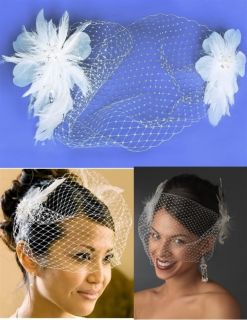 Feather Fascinator Wedding Bird Cage Veil Bridal Hat
