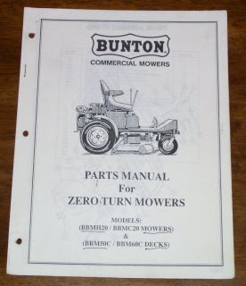 Bunton BBMH20 BBMC20 Zero Turn Mowers Parts Manual