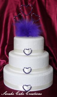 Heart Feathers Cake Topper Set Wedding Birthday Anniversary Decoration 