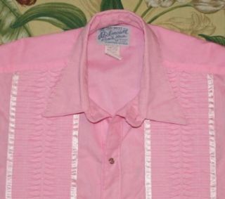 Vtg Rockmount Formal Pink Tuxedo Pearl Snap Western Shirt Large L 