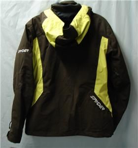 Spyder Womens Evade System Snow Ski Jacket Dk Brown w/ Lime accents 