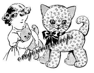 12 inch Calico Cat Stuffed Animal Pattern Vintage