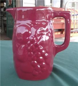 Bybee Pottery KY Kentucky Maroon Grape Harvest Embossed Pitcher 
