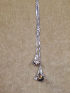 Vintage Avon Articulated Calla Lily Lariat Pendant Necklace