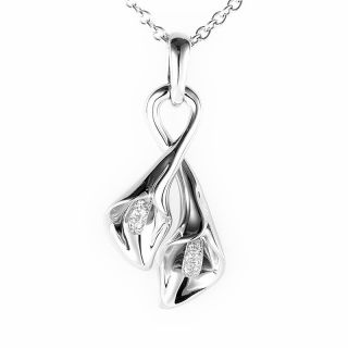 Asprey 18K White Gold Diamond Calla Lilies Pendant Necklace