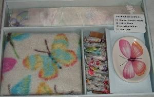Complete Butterfly Design Bath Set w Shower Curtain Rug Soap Dish 