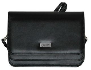 Buxton Black Double Flap Mini Bag Organization Clutch Wallet Shoulder 