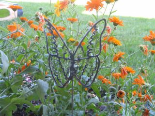 Beautiful Butterfly Garden Yard Art Metal Stake Flower