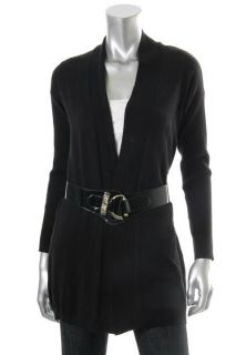 Calvin Klein New Black Open Front Belted Cardigan Sweater Petites PM 