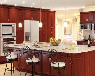   Deal on Miami Maple Kitchen Cabinet Set Frameless Paprika RTA Cabinets