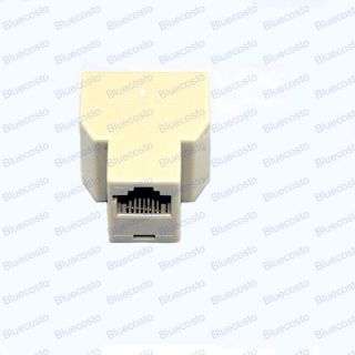 2pcs Splitter 1TO2 Sockets RJ45 Cat 5 LAN Ethernet Cable Connector 