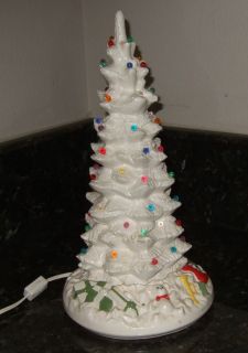   Ceramic Christmas Tree 16 Lighted Byron Mold White Mid Century