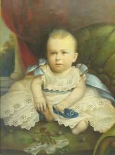Early 19th C American Original Oil Painting of Young Child C 1840 