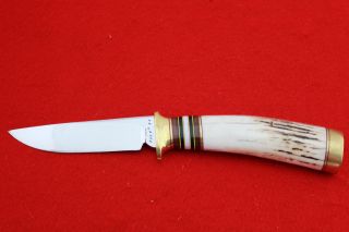 Wilson Custom Knife 440C Sambar Stag Handmade