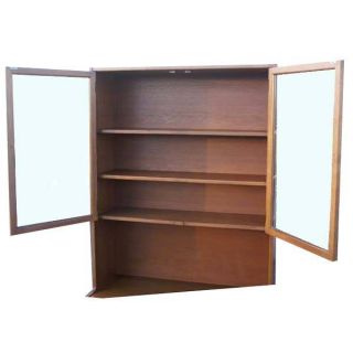   doors with 3 shelves bottom 2 wood cabinet doors with 1 shelf deep