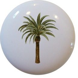 Palm Tree Cabinet Dresser Drawer Pull Knob Ceramic