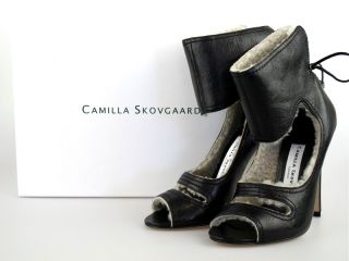 Camilla Skovgaard Black Stiletto SZ35 Lamb Fur at Socialite Auctions 