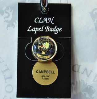 Scottish Gift  Campbell Family Scottish Clan Crest Lapel Badge GREAT 
