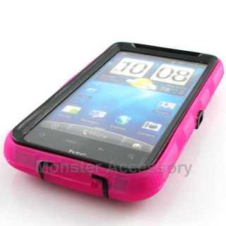 Pink Double Layer Hard Case Cover Holster Combo HTC Inspire 4G