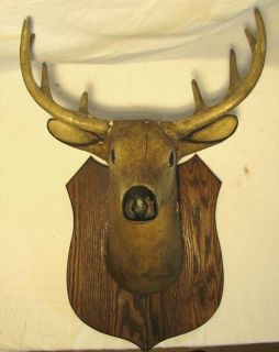 Folk Art Wooden Carved Buck Deer Taxidermy Trade Sign