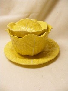 3pc sets cabbage shaped soup bowl lid saucer pottery