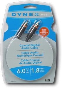 New Dynex 6 ft RCA Coaxial Coax Digital HD Audio Cable