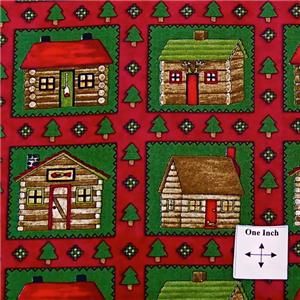 South Seas Imports Cotton Fabric, Log Cabins, BTY