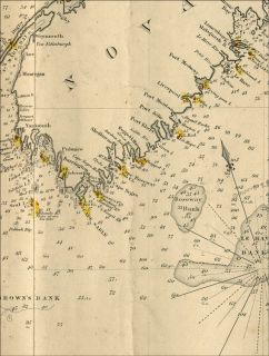1864 CAPE COD TO BELLE ISLE NAUTICAL CHART US & CANADA