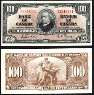 1937 bc27b bank of canada 100 dollar bill boarders between almost 