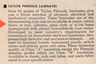Taylor Fibre Laminated Plastics Asbestos Insulation Ad