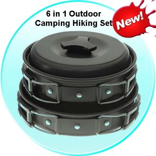 6in1 Outdoor Camping Hiking Travel Cooking Utencil Mini Pan Tools Gear 