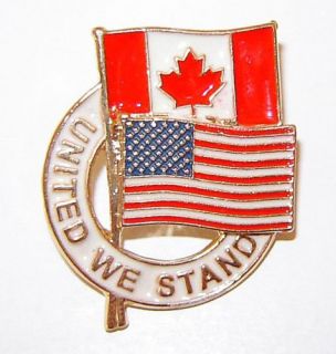 United We Stand Canadian American Flag Canada USA Pin
