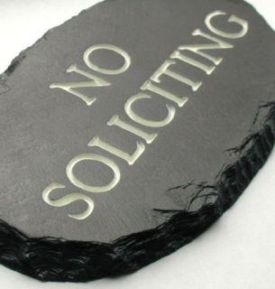 No Soliciting Sign Carved Stone Solicitors Plaque USA