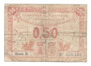 France 50 Centimes 1923 G VG Chambres de Commerce de Caen