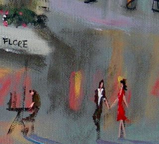 Pete Rumney Art Cafe de Flore Paris Signed Original Canvas Painting 