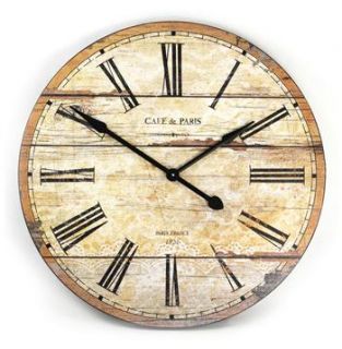 Cafe de Paris Rustic French Cottage Style Old Wood Wall Clock