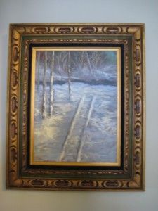 oil painting brd w gaudon campobello nb winter scene