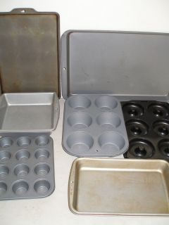 Lot of Metal Bakeware Cake Pans Jelly Roll Pan Muffin Pans