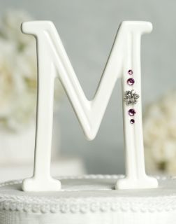 Porcelain Crystal Monogram Letter Wedding Cake Topper