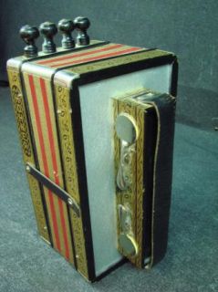 Vintage Hohner Cajun Accordion in The Key of C 10 Buttons 4 Stops and 